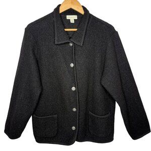 Appleseeds Boiled Wool Chunky Button Shirt Jacket Black Size XL Front Pockets